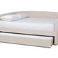 baxton studio delora modern and contemporary beige fabric upholstered full size daybed with roll out trundle bed | Modish Furniture Store-3