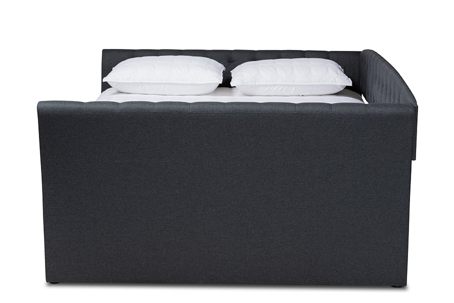 Baxton Studio Delora Modern and Contemporary Dark Grey Fabric Upholstered Queen Size Daybed | Daybeds | Modishstore - 4