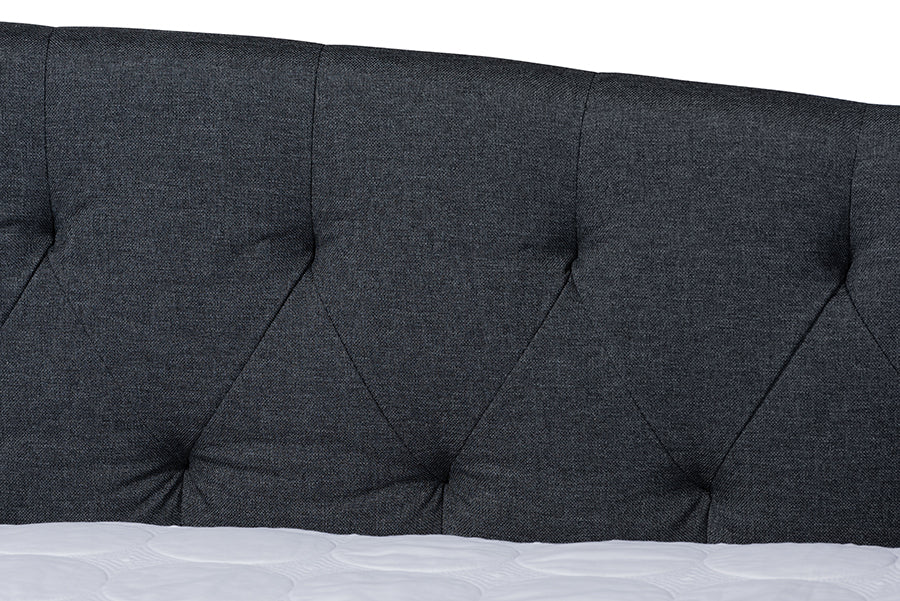 Baxton Studio Delora Modern and Contemporary Dark Grey Fabric Upholstered Queen Size Daybed | Daybeds | Modishstore - 5