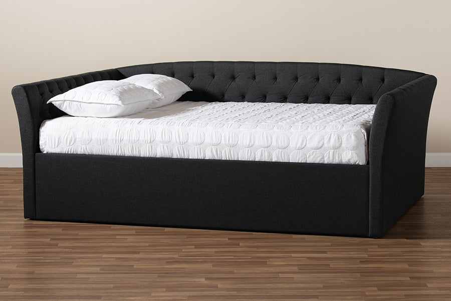 Baxton Studio Delora Modern and Contemporary Dark Grey Fabric Upholstered Queen Size Daybed | Daybeds | Modishstore - 3