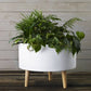 Parkview White Ceramic Planter with Wood legs-Set Of 2 By Accent Decor | Planters, Troughs & Cachepots | Modishstore - 7