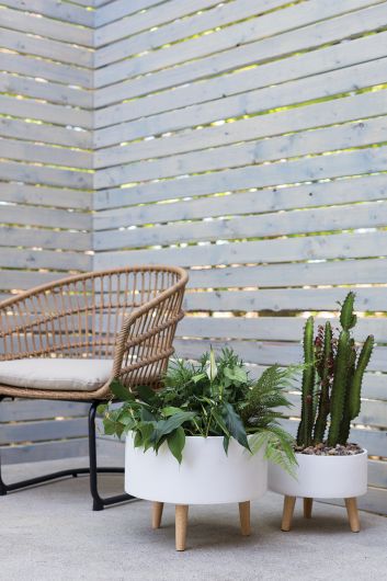 Parkview White Ceramic Planter with Wood legs-Set Of 2 By Accent Decor | Planters, Troughs & Cachepots | Modishstore - 8