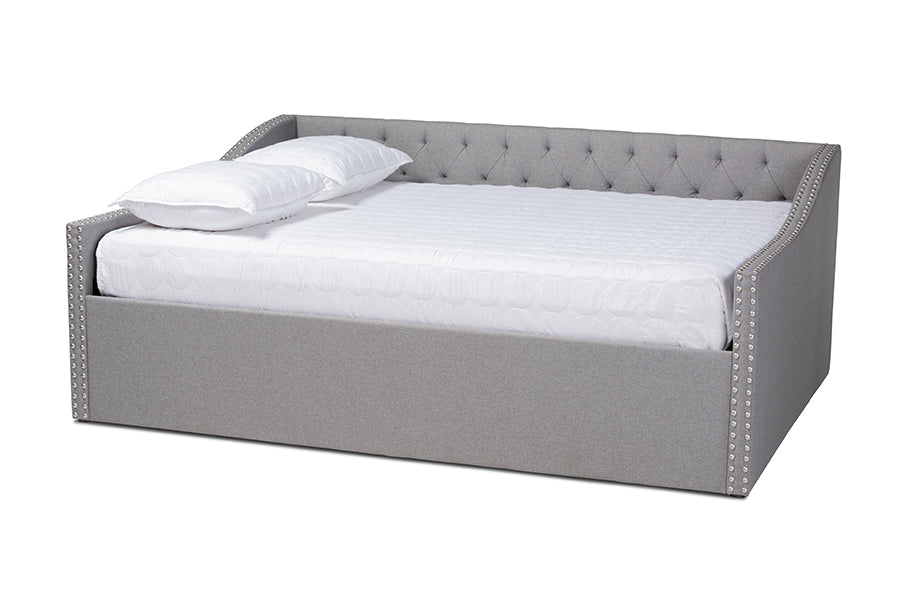 baxton studio haylie modern and contemporary light grey fabric upholstered full size daybed | Modish Furniture Store-2