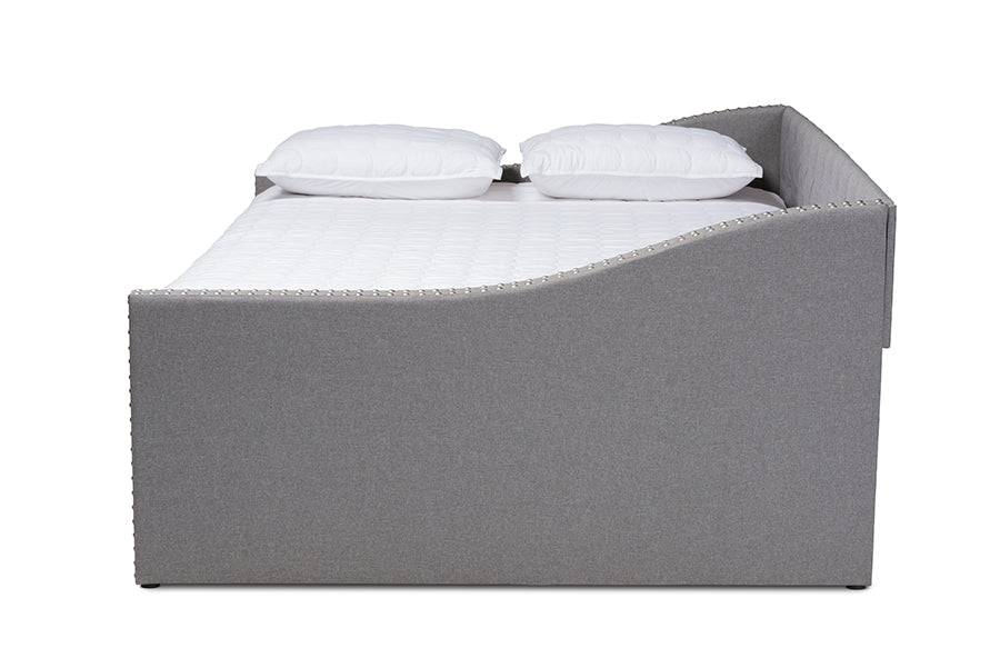 baxton studio haylie modern and contemporary light grey fabric upholstered full size daybed | Modish Furniture Store-3