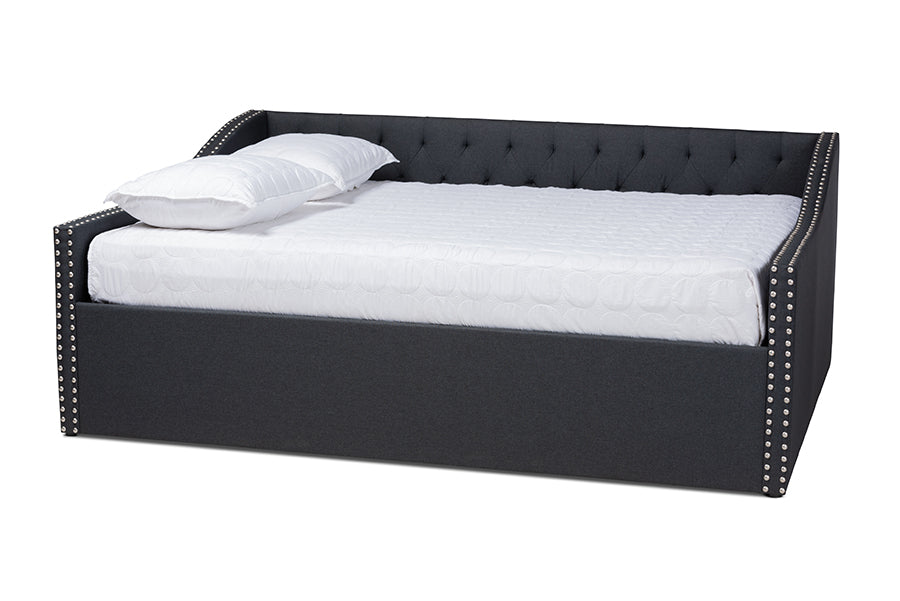 baxton studio haylie modern and contemporary dark grey fabric upholstered full size daybed | Modish Furniture Store-2