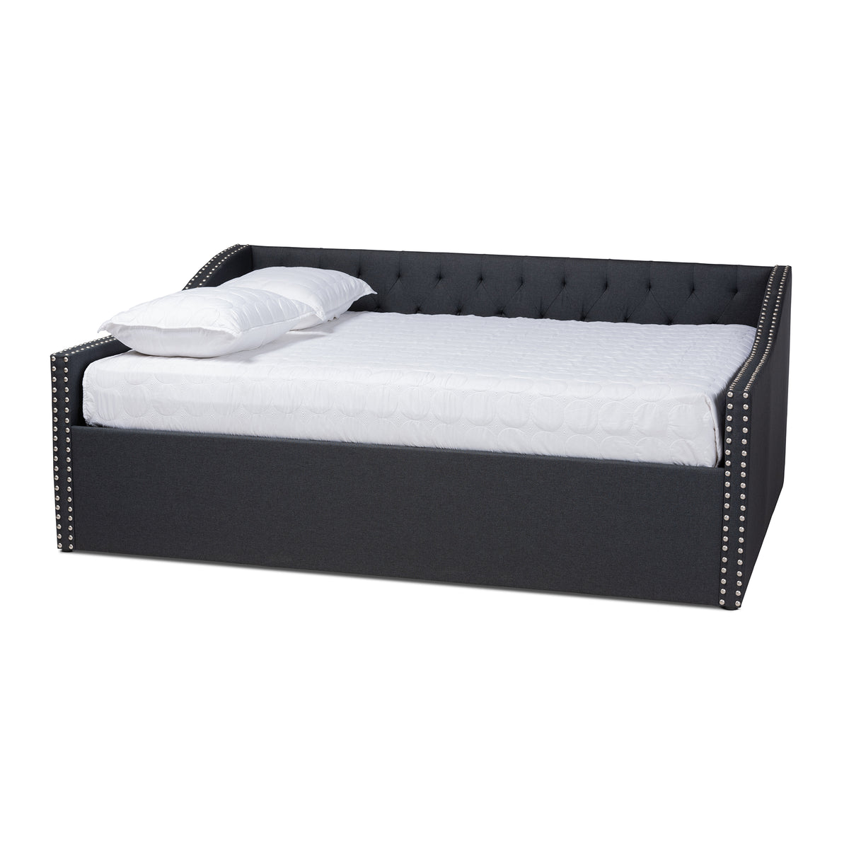 Baxton Studio Haylie Modern and Contemporary Dark Grey Fabric Upholstered Queen Size Daybed | Daybeds | Modishstore