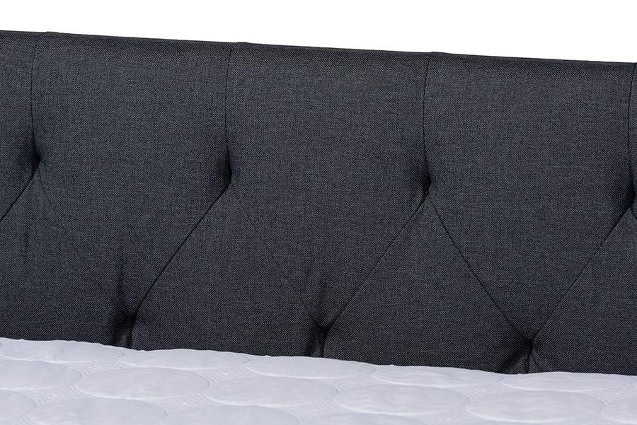 Baxton Studio Haylie Modern and Contemporary Dark Grey Fabric Upholstered Queen Size Daybed | Daybeds | Modishstore - 5