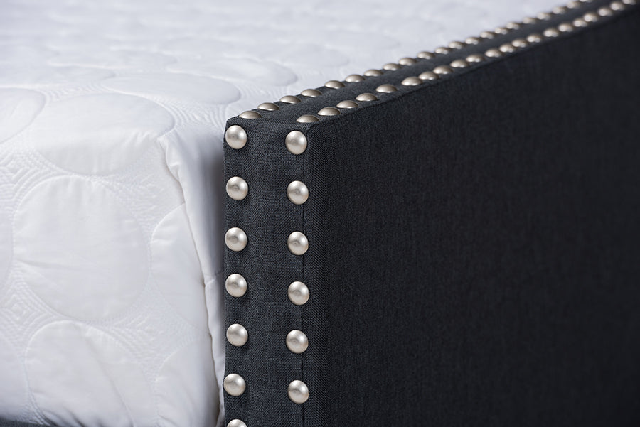 Baxton Studio Haylie Modern and Contemporary Dark Grey Fabric Upholstered Queen Size Daybed | Daybeds | Modishstore - 4