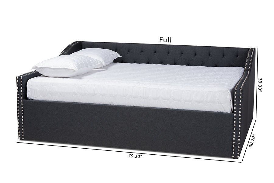 Baxton Studio Haylie Modern and Contemporary Dark Grey Fabric Upholstered Queen Size Daybed | Daybeds | Modishstore - 6