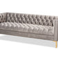 baxton studio zanetta glam and luxe gray velvet upholstered gold finished sofa | Modish Furniture Store-2