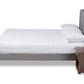 baxton studio maren mid century modern light grey fabric upholstered queen size platform bed with two nightstands | Modish Furniture Store-3