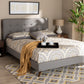 Baxton Studio Maren Mid-Century Modern Light Grey Fabric Upholstered Queen Size Platform Bed with Two Nightstands | Modishstore | Beds