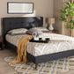 Baxton Studio Maren Mid-Century Modern Dark Grey Fabric Upholstered Full Size Platform Bed with Two Nightstands | Modishstore | Beds