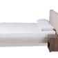 baxton studio maren mid century modern beige fabric upholstered queen size platform bed with two nightstands | Modish Furniture Store-3