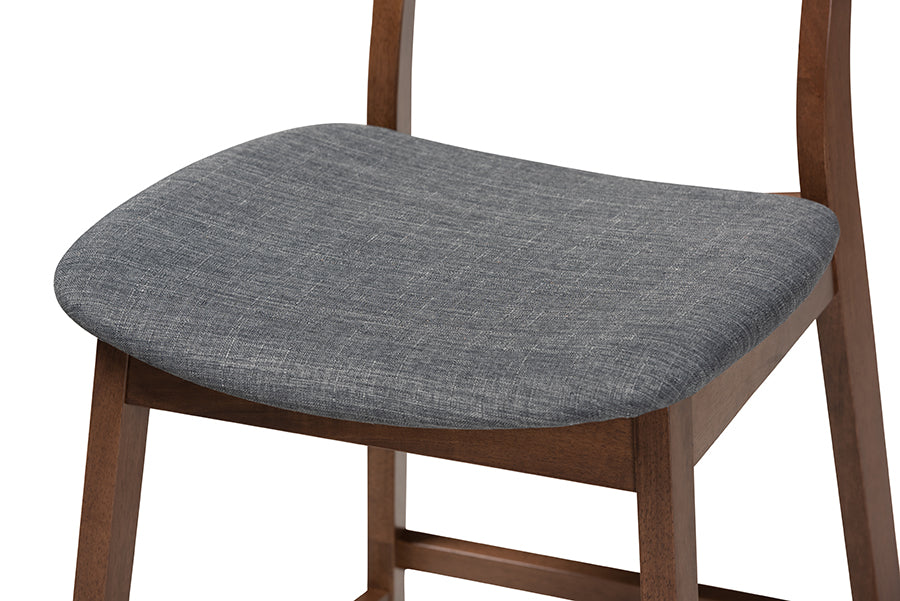Baxton Studio Larine Dark Grey Fabric 2-Piece Wood Counter Stool Set | Counter Stools | Modishstore - 5
