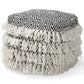 baxton studio alain moroccan inspired black and ivory handwoven wool tassel pouf ottoman | Modish Furniture Store-2