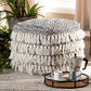 Baxton Studio Alain Moroccan Inspired Black and Ivory Handwoven Wool Tassel Pouf Ottoman | Modishstore | Ottomans