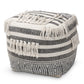 baxton studio kirby moroccan inspired grey and ivory handwoven cotton pouf ottoman | Modish Furniture Store-2