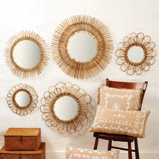 Two's Company S/5 Natural Rattan Mirrors