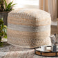 Baxton Studio Grange Moroccan Inspired Natural and Grey Handwoven Hemp Pouf Ottoman | Modishstore | Ottomans