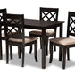 baxton studio verner modern and contemporary sand fabric upholstered espresso brown finished 5 piece wood dining set | Modish Furniture Store-3