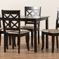 baxton studio verner modern and contemporary sand fabric upholstered espresso brown finished 5 piece wood dining set | Modish Furniture Store-2