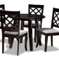 baxton studio daisy modern and contemporary grey fabric upholstered and dark brown finished wood 5 piece dining set | Modish Furniture Store-2