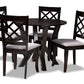 baxton studio adina modern and contemporary grey fabric upholstered and dark brown finished wood 5 piece dining set | Modish Furniture Store-2