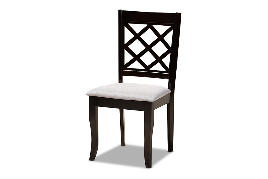 baxton studio andor modern and contemporary grey fabric upholstered and dark brown finished wood 6 piece dining set | Modish Furniture Store-3