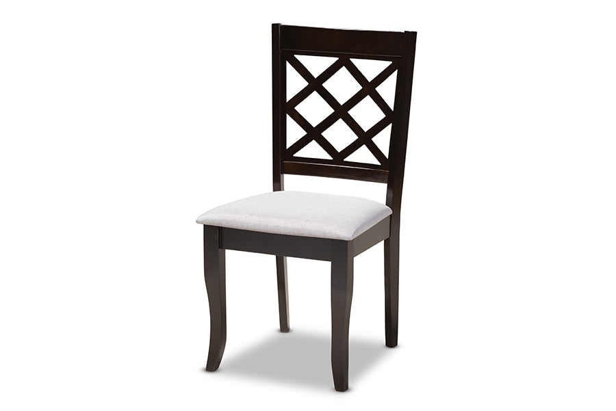 Baxton Studio Verner Modern and Contemporary Grey Fabric Upholstered Espresso Brown Finished Wood Dining Chair Set of 4 | Modishstore | Dining Chairs - 3