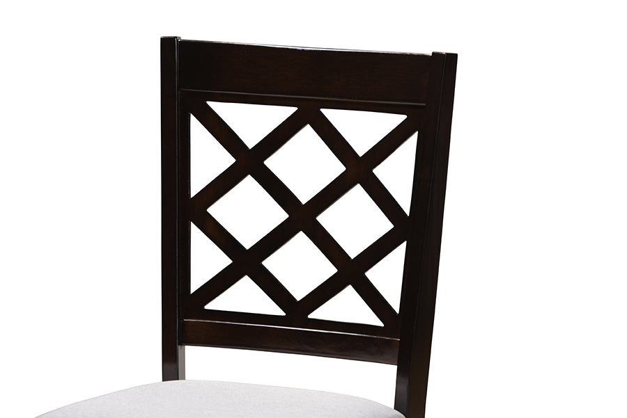 Baxton Studio Verner Modern and Contemporary Grey Fabric Upholstered Espresso Brown Finished Wood Dining Chair Set of 4 | Modishstore | Dining Chairs - 4