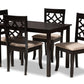 baxton studio mael modern and contemporary sand fabric upholstered espresso brown finished 5 piece wood dining set | Modish Furniture Store-2