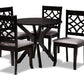 baxton studio elena modern and contemporary grey fabric upholstered and dark brown finished wood 5 piece dining set | Modish Furniture Store-2