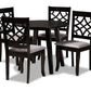 baxton studio mya modern and contemporary grey fabric upholstered and dark brown finished wood 5 piece dining set | Modish Furniture Store-2