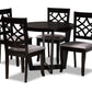 baxton studio tricia modern and contemporary grey fabric upholstered and dark brown finished wood 5 piece dining set | Modish Furniture Store-2