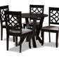 baxton studio alisa modern and contemporary grey fabric upholstered and dark brown finished wood 5 piece dining set | Modish Furniture Store-2