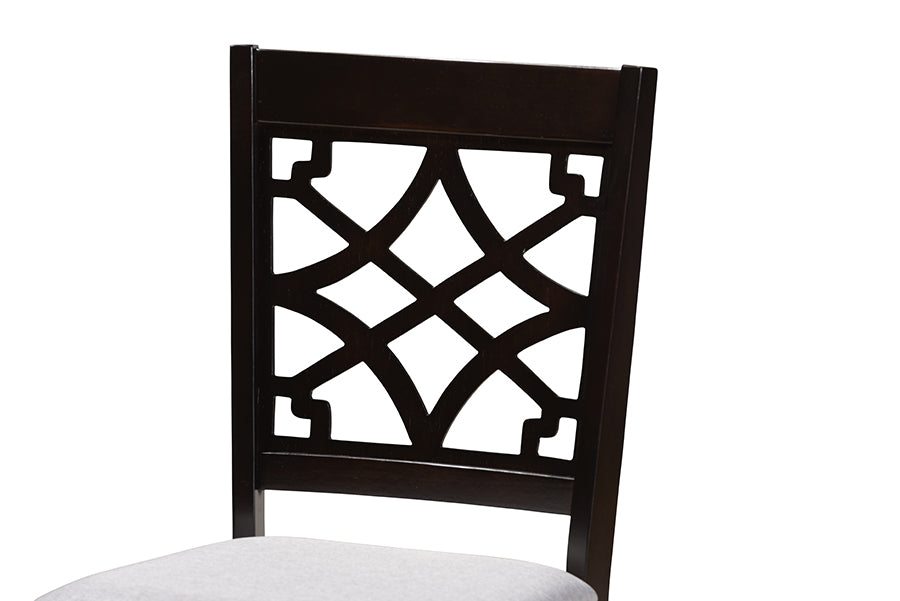 Baxton Studio Mael Modern and Contemporary Grey Fabric Upholstered Espresso Brown Finished Wood Dining Chair Set of 4 | Modishstore | Dining Chairs - 4