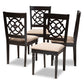 Baxton Studio Renaud Modern and Contemporary Sand Fabric Upholstered Espresso Brown Finished Wood Dining Chair Set of 4 | Modishstore | Dining Chairs - 2