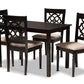 baxton studio renaud modern and contemporary sand fabric upholstered espresso brown finished 5 piece wood dining set | Modish Furniture Store-2