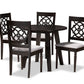 baxton studio eliza modern and contemporary grey fabric upholstered and walnut brown finished wood 5 piece dining set | Modish Furniture Store-2