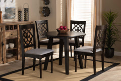 Baxton Studio Eliza Modern and Contemporary Grey Fabric Upholstered and Walnut Brown Finished Wood 5-Piece Dining Set