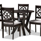 baxton studio alma modern and contemporary grey fabric upholstered and dark brown finished wood 5 piece dining set | Modish Furniture Store-2