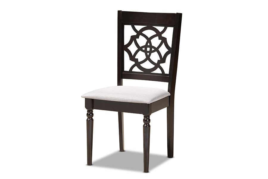 baxton studio tonia modern and contemporary grey fabric upholstered and dark brown finished wood 5 piece dining set | Modish Furniture Store-3