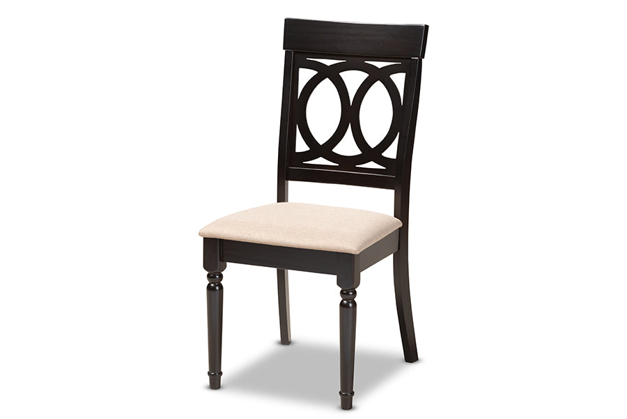 baxton studio reneau modern and contemporary sand fabric upholstered espresso brown finished 5 piece wood pub set | Modish Furniture Store-3