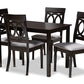 baxton studio lucie modern and contemporary grey fabric upholstered espresso brown finished 5 piece wood dining set | Modish Furniture Store-2