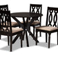 baxton studio callie modern and contemporary sand fabric upholstered and dark brown finished wood 5 piece dining set | Modish Furniture Store-2