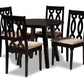 baxton studio heidi modern and contemporary sand fabric upholstered and dark brown finished wood 5 piece dining set | Modish Furniture Store-2