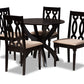 baxton studio mona modern and contemporary sand fabric upholstered and dark brown finished wood 5 piece dining set | Modish Furniture Store-2