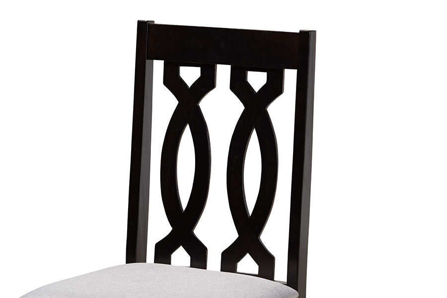 Baxton Studio Imogen Modern and Contemporary Grey Fabric Upholstered and Dark Brown Finished Wood 5-Piece Dining Set | Dining Sets | Modishstore - 5