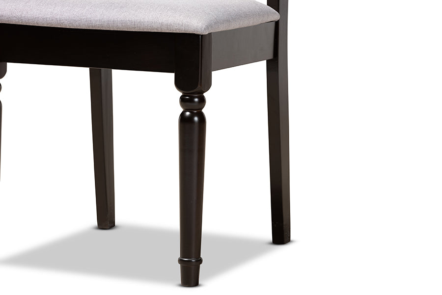 Baxton Studio Imogen Modern and Contemporary Grey Fabric Upholstered and Dark Brown Finished Wood 5-Piece Dining Set | Dining Sets | Modishstore - 4